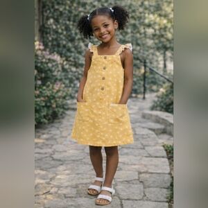 Calvin Klein Girl's Yellow Floral Ruffle Sun Dress, size 5